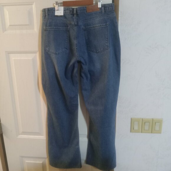 Hustle N Holla W Distressed Raw Hem Natalia Wide Leg Jeans Size 14W NWT - Picture 5 of 8